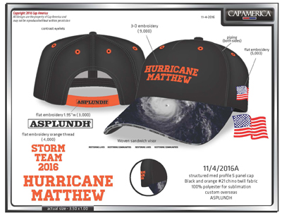 Hurricane Matthew Cap Designs