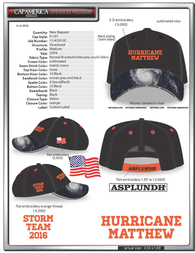 Hurricane Matthew Cap Designs